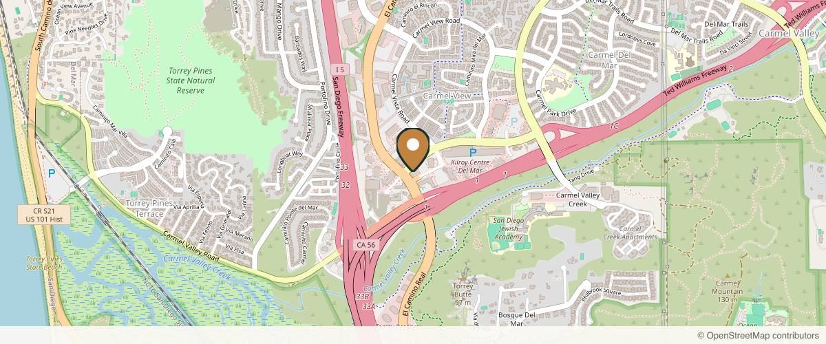 Map showing Carmel Valley Facial Plastic Surgery in San Diego, California