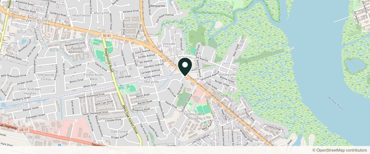 Map showing Carolina Dermatology Clinic: Edward A. Kotz III, MD in Charleston, South Carolina