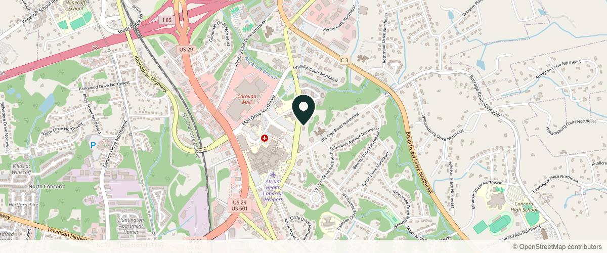 Map showing Carolinas Center for Oral & Facial Surgery in Concord, North Carolina