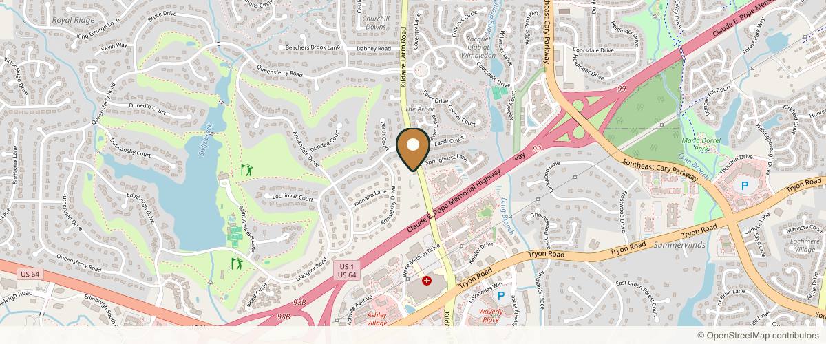 Map showing Cary Plastic Surgery in Raleigh, North Carolina