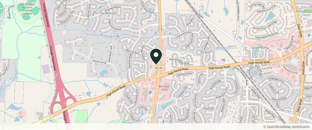 Map showing Cary Skin Center - Mohs Surgery Center in Cary, North Carolina