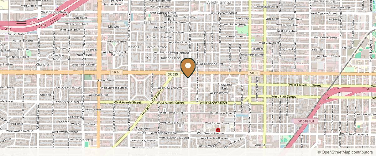 Map showing Castellano Cosmetic Surgery Center in Tampa, Florida