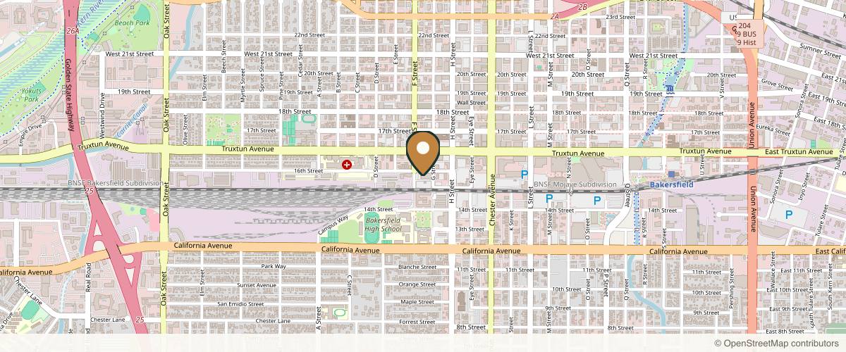 Map showing Centennial Medical Group in Bakersfield, California