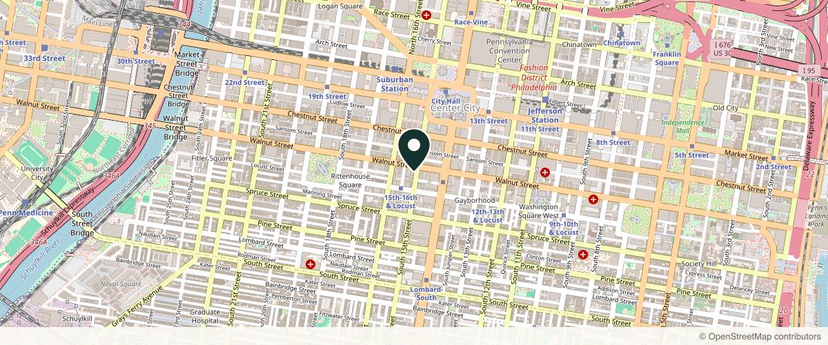 Map showing Center City Dermatology, LLC in Philadelphia, Pennsylvania
