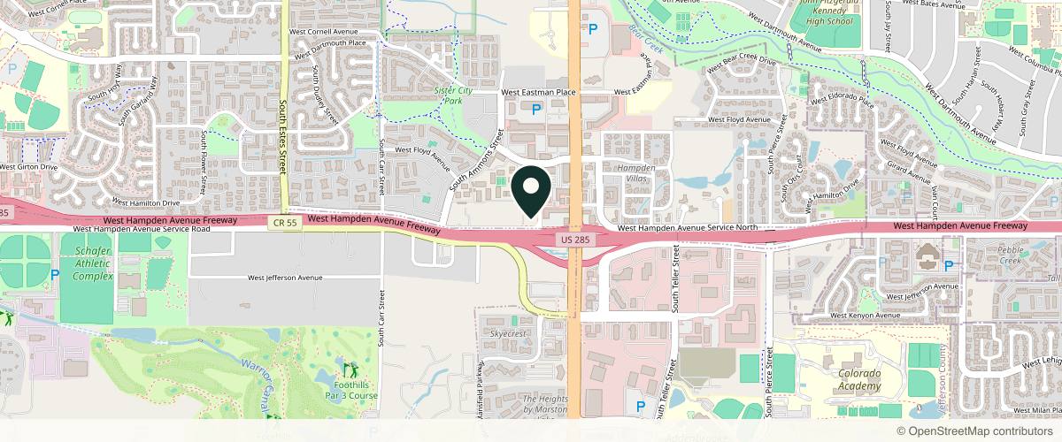 Map showing Center for Advanced Dermatology Lakewood in Denver, Colorado