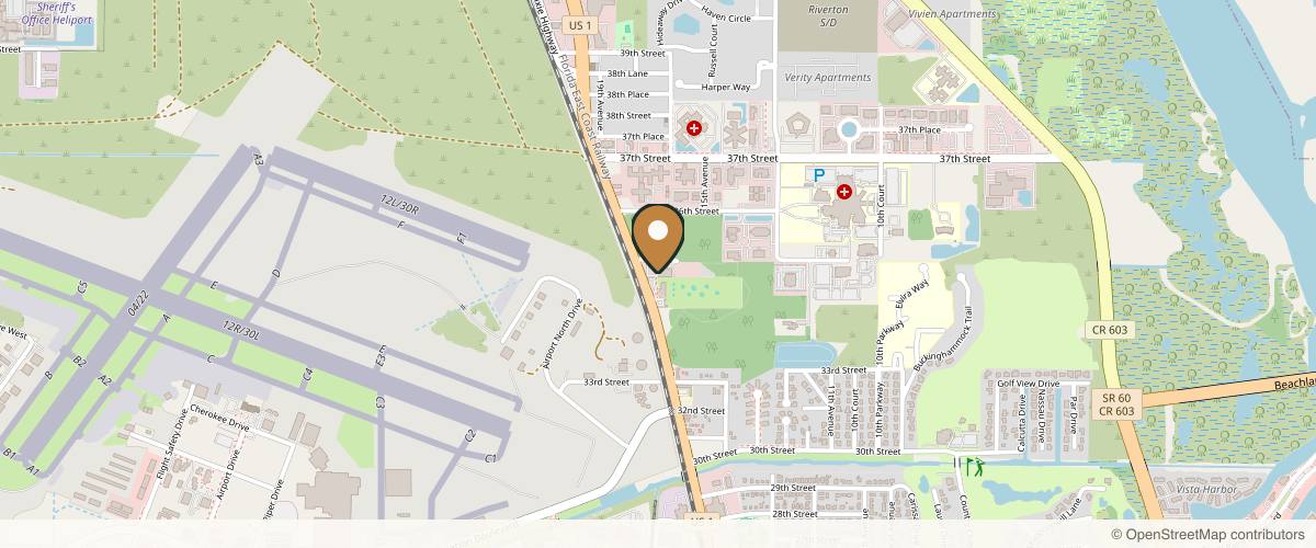 Map showing Center for Advanced Eye Care in Vero Beach, Florida