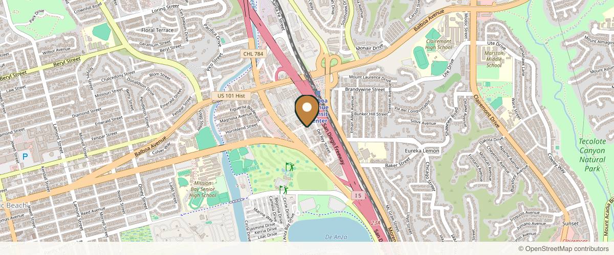 Map showing Center for Cosmetic Surgery: Sassan Alavi, MD in San Diego, California