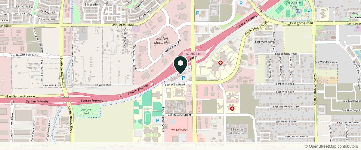 Map showing Center for Dermatology & Plastic Surgery in Gilbert, Arizona