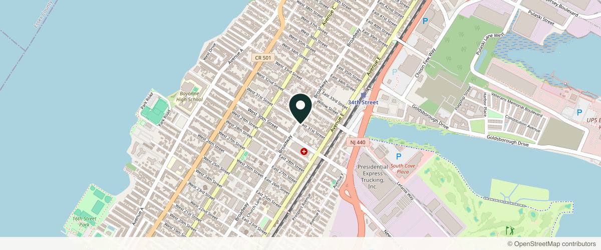 Map showing Certified Dermatology in Staten Island, New York
