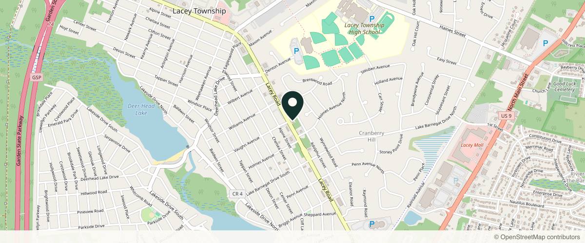 Map showing Certified Dermatology in Toms River, New Jersey