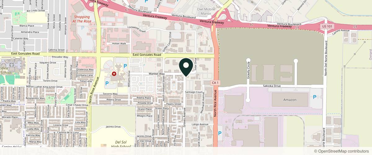 Map showing Channel Islands Surgery Center - Dignity Health - Oxnard, CA in Oxnard, California