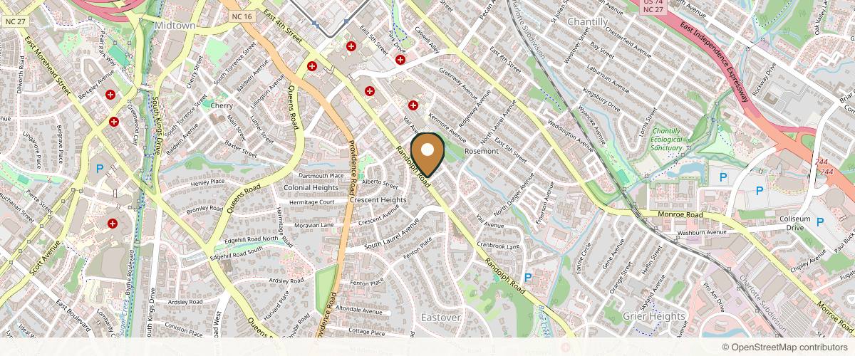 Map showing Charlotte Plastic Surgery : Theodore T. Nyame, M.D. in Charlotte, North Carolina