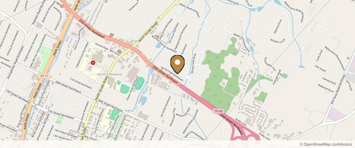 Map showing Chase Plastic Surgery and Aesthetics in Chattanooga, Tennessee