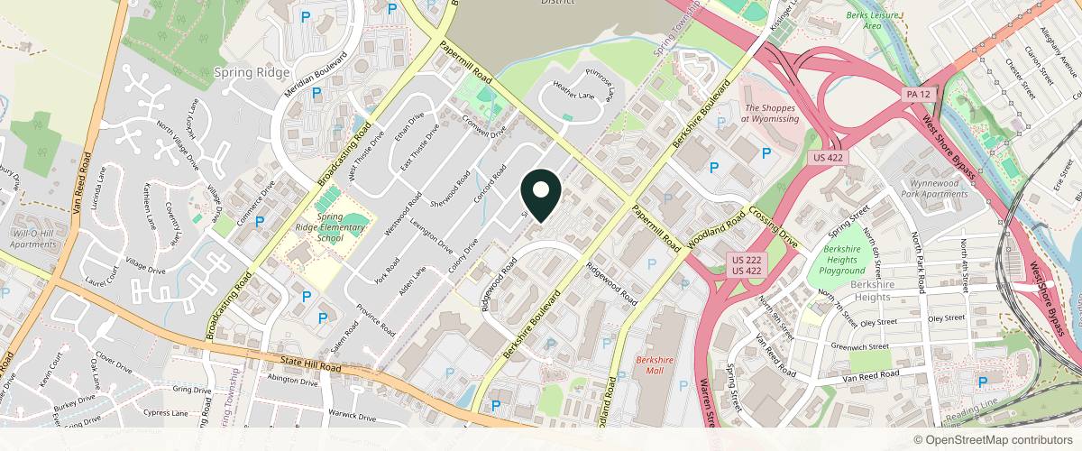 Map showing Cho Plastic Surgery in Reading, Pennsylvania