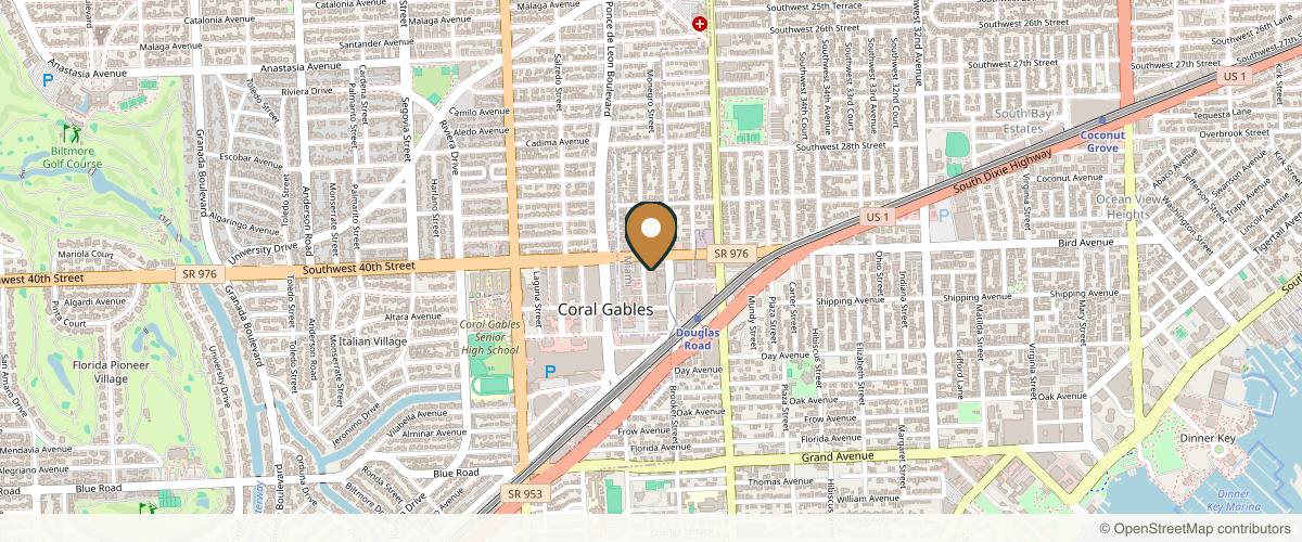 Map showing Chopra Plastic Surgery in Coral Gables, Florida