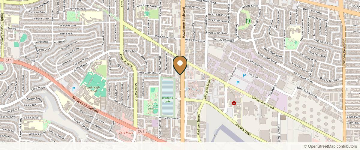 Map showing Christine Petti MD, FACS in Torrance, California