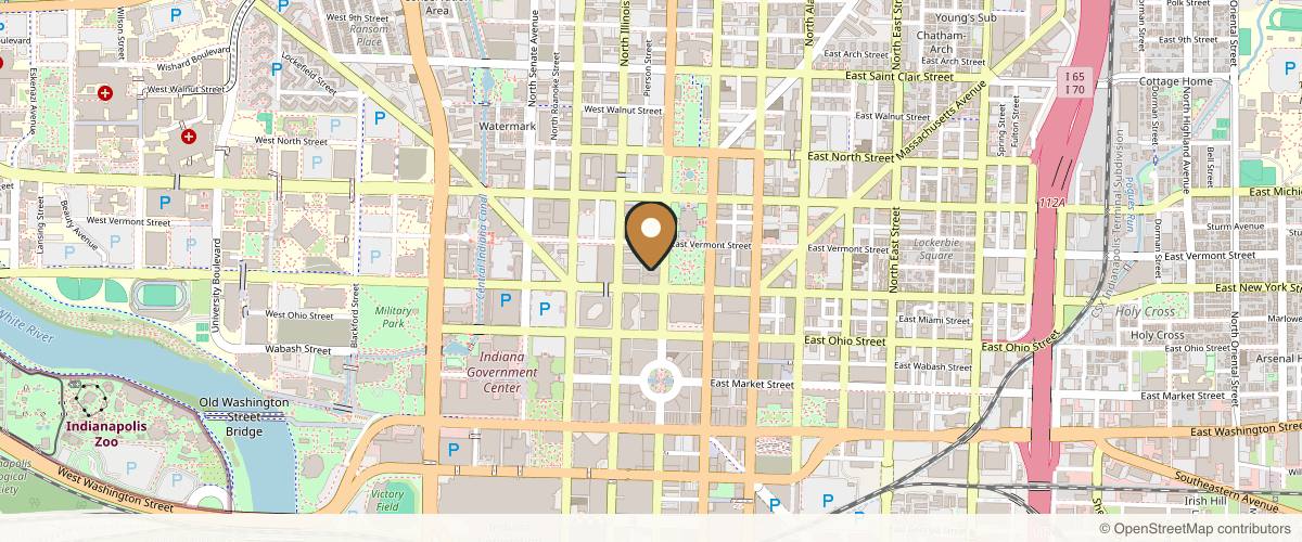 Map showing Christopher Jones, MD, PC and 317 Aesthetics Lounge in Indianapolis, Indiana