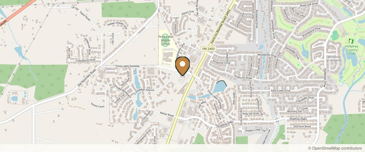 Map showing Christopher Perro, MD, FACS in Tyler, Texas