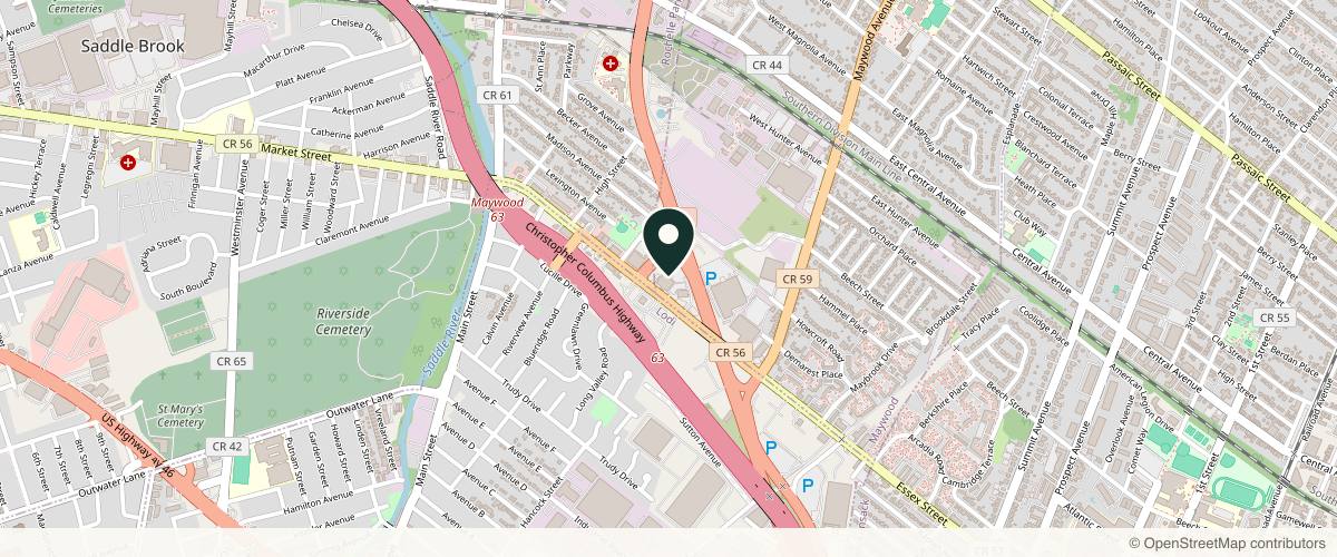 Map showing Ciminello Frank MD Center For Facial Reconstruction and Restoration Plastic Surgery in Paramus, New Jersey