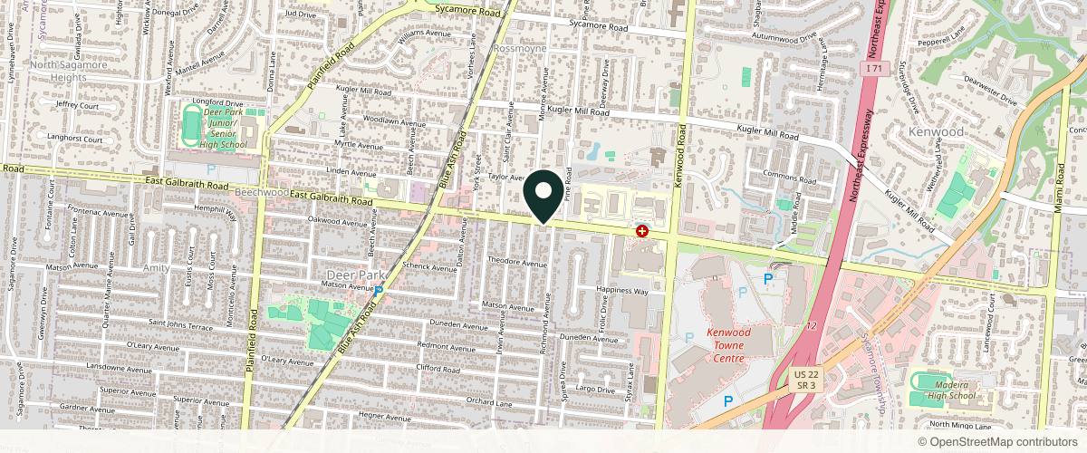 Map showing Cincinnati Skin Center - Dermatology + Aesthetics in Cincinnati, Ohio