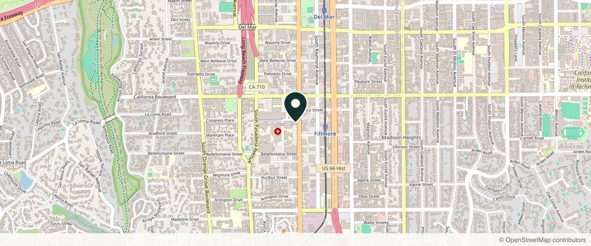 Map showing Clarity Dermatology and Cosmetic Center in Pasadena, California