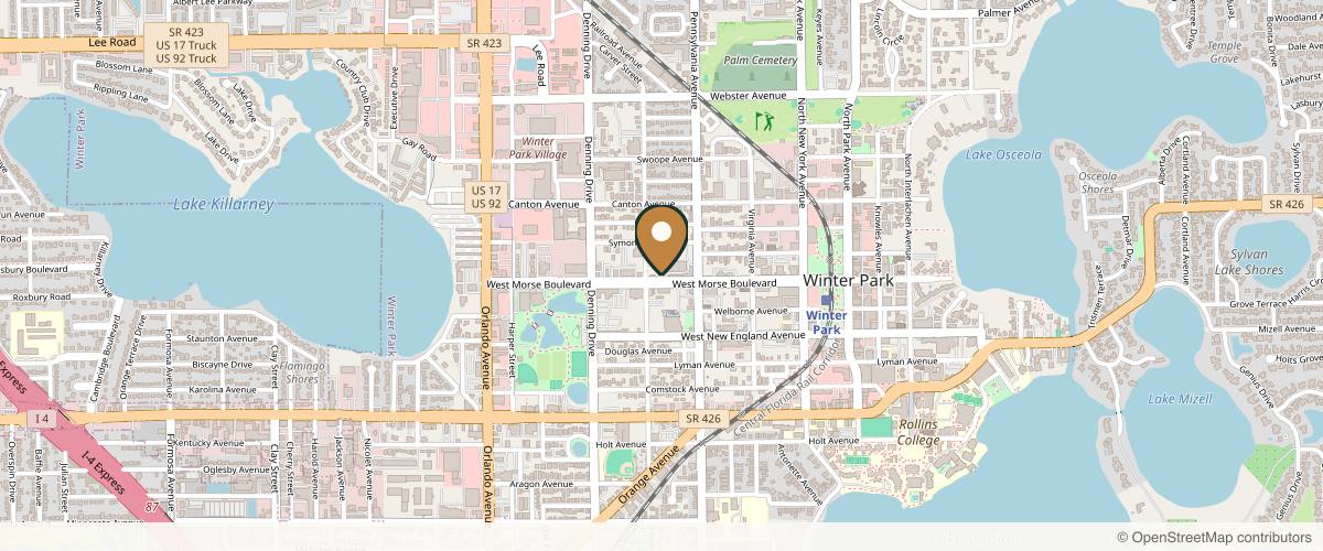 Map showing Clark Institute for Aesthetics in Winter Park, Florida