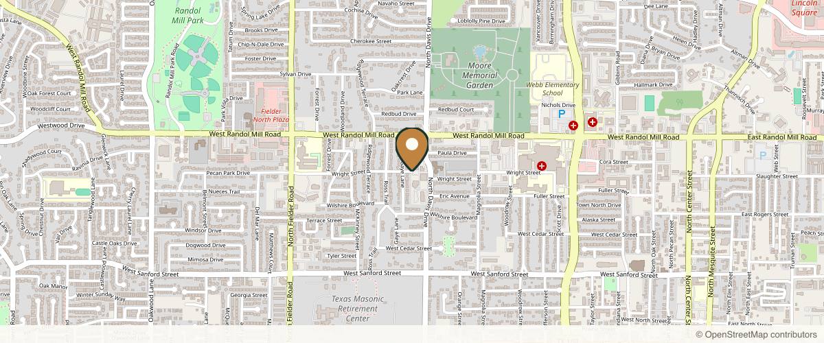 Map showing Clayton Frenzel in Arlington, Texas