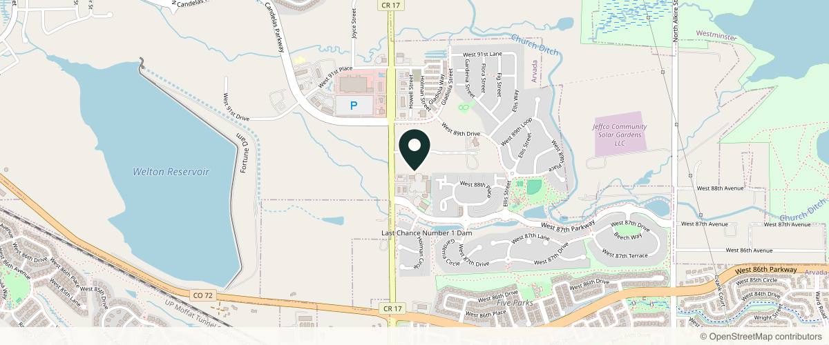 Map showing Clearview Dermatology Candelas Skin Cancer and Aesthetics Center in Boulder, Colorado
