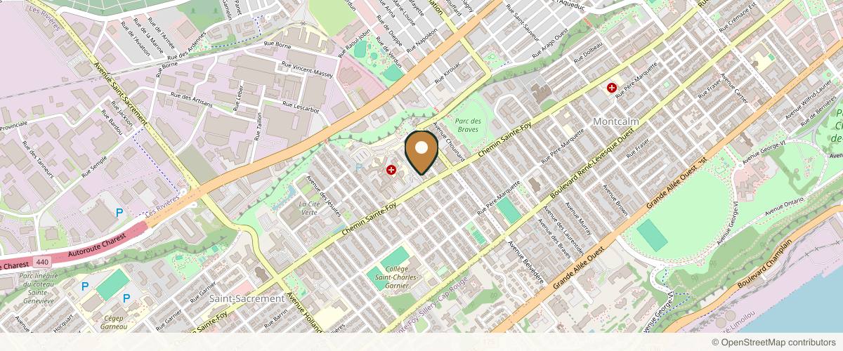 Map showing Clinique de Chirurgie Plastique et Esthétique du Dr Sébastien Nguyen in Quebec City, Quebec