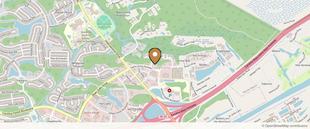 Map showing Coastal Carolina Oral & Maxillofacial Surgery in Myrtle Beach, South Carolina