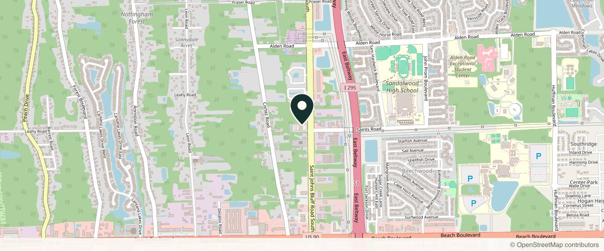 Map showing Coastal Dermatology & Medspa in Jacksonville, Florida