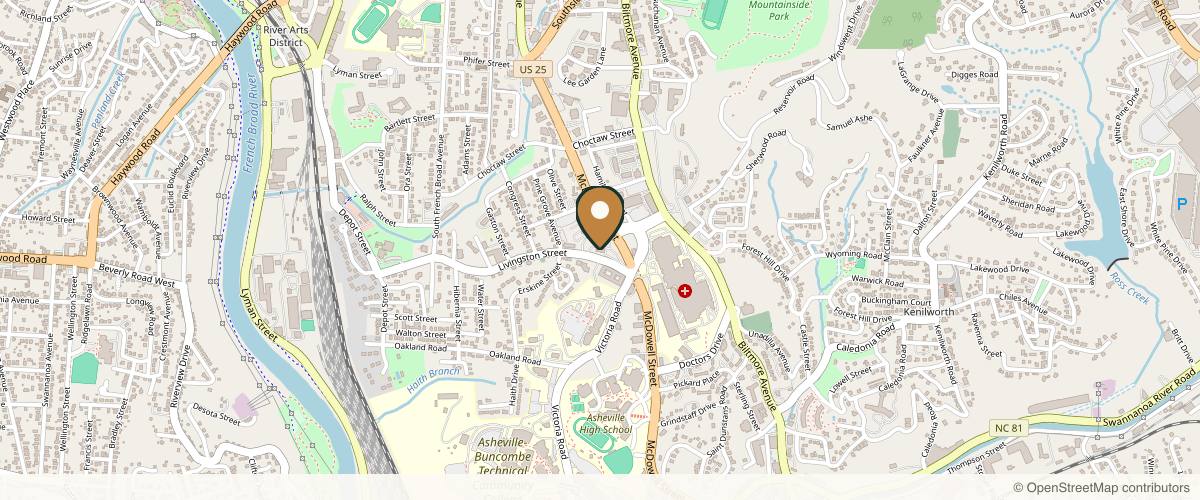 Map showing Colette A. Stern, MD- Asheville Plastic Surgeon in Asheville, North Carolina
