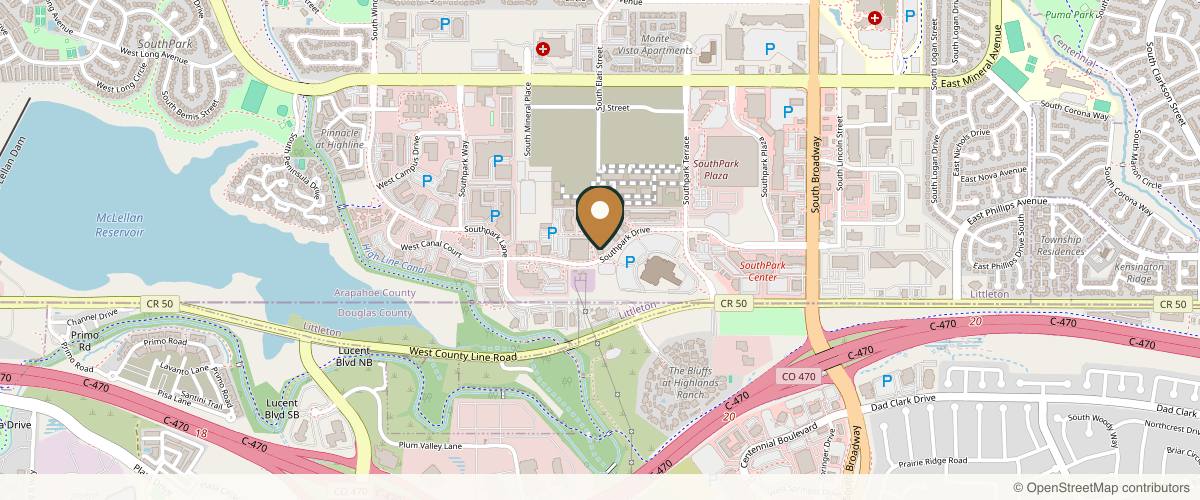 Map showing Colorado Plastic Surgery Center in Colorado Springs, Colorado