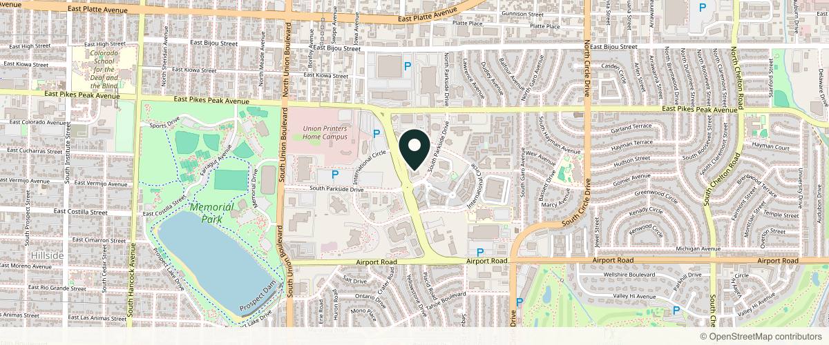 Map showing Colorado Springs Dermatology Clinic, PC in Colorado Springs, Colorado