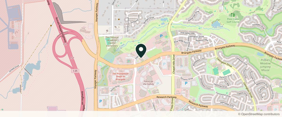 Map showing Colorado Springs Dermatology Clinic, PC North in Colorado Springs, Colorado