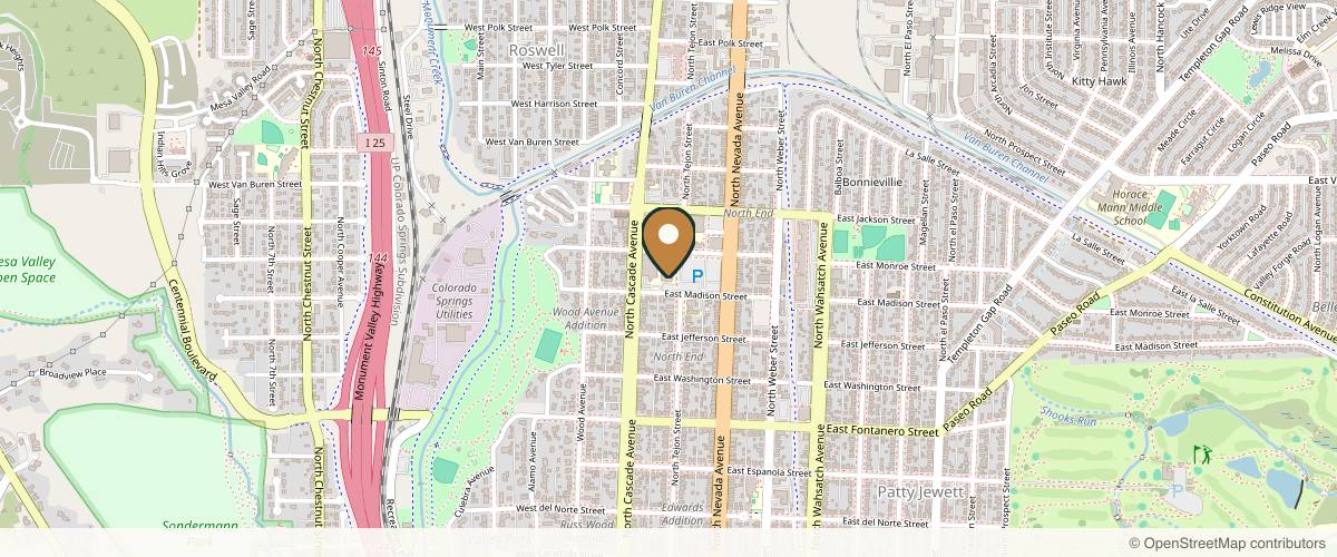 Map showing CommonSpirit Colorado Springs Surgical Associates Penrose in Colorado Springs, Colorado