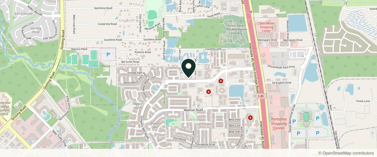 Map showing Complete Dermatology-The Woodlands in The Woodlands, Texas