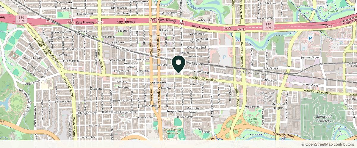 Map showing Complete Dermatology--Washington Avenue in Houston, Texas