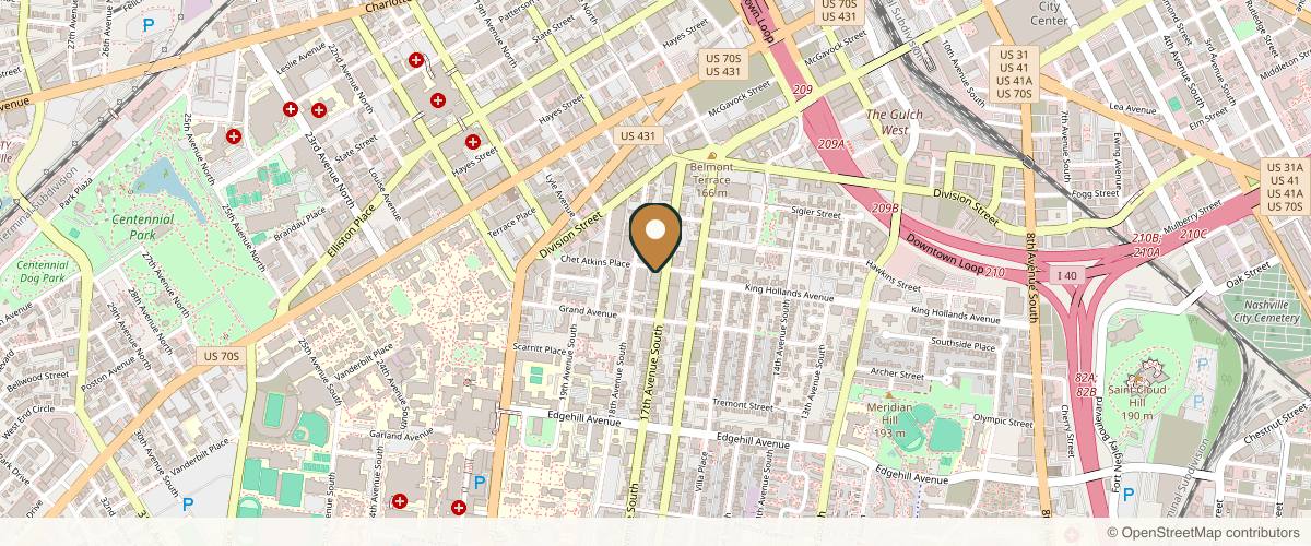 Map showing Cool Springs Plastic Surgery - Nashville in Nashville, Tennessee