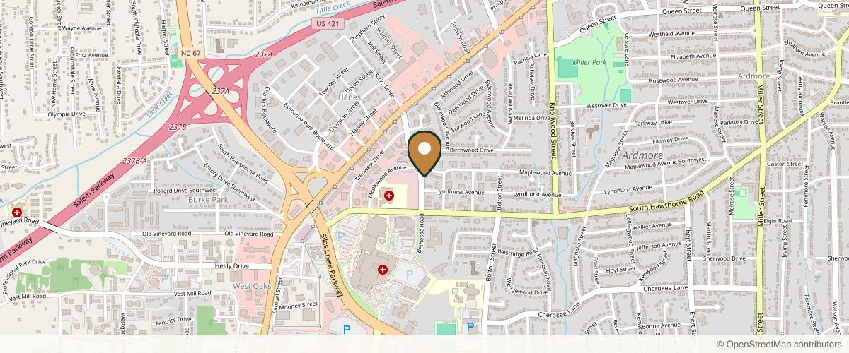 Map showing Cooper Scurry Facial Plastic Surgery in Winston-Salem, North Carolina