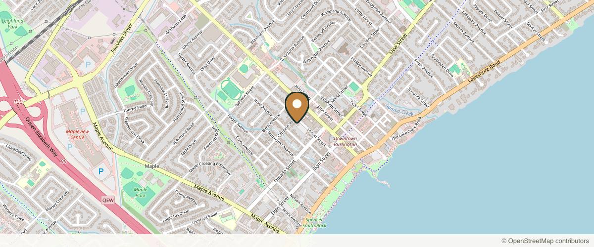Map showing Cosmedica Aesthetics in Burlington, Ontario
