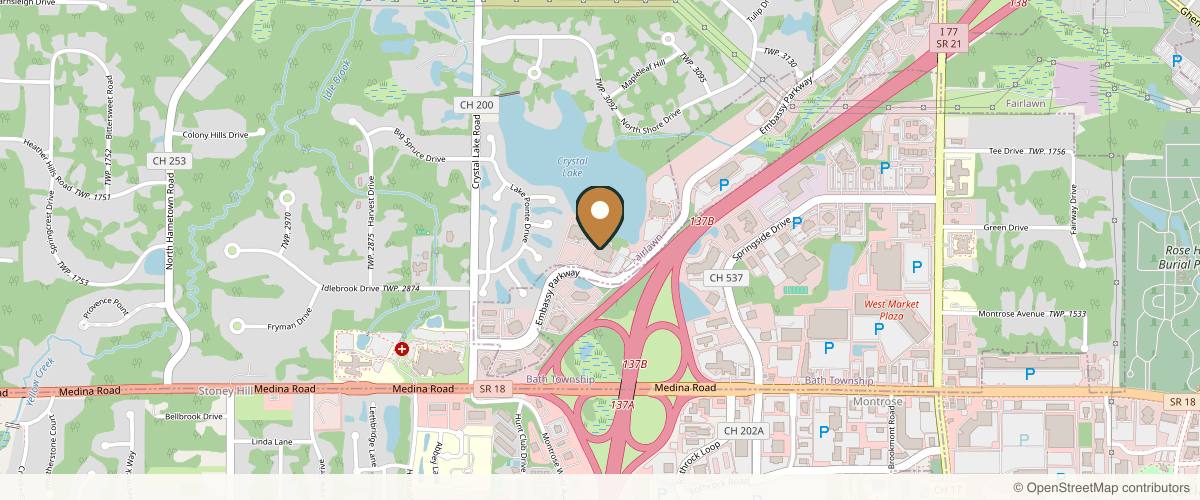 Map showing Crystal Clinic Plastic Surgeons - East Campus in Akron, Ohio