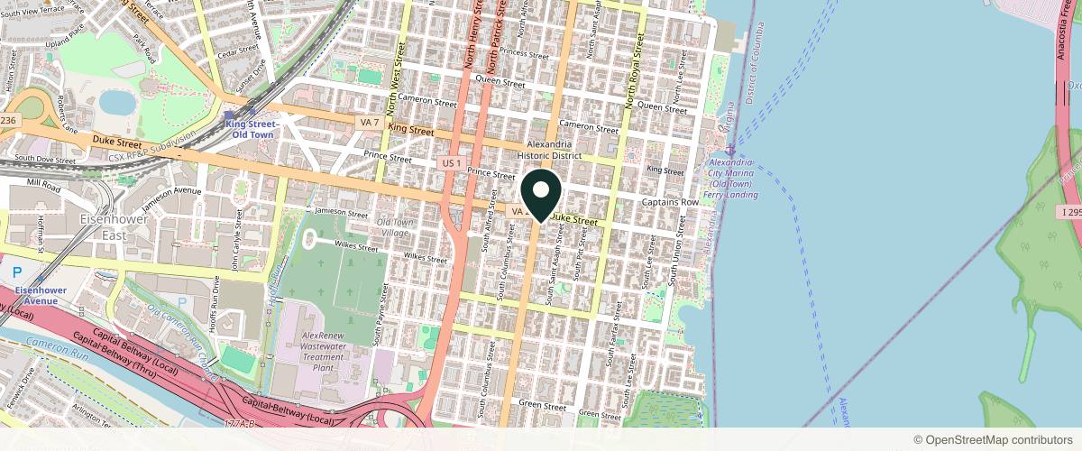 Map showing Cutis Center for Dermatology and Aesthetics - Dr. Oge Onwudiwe in Alexandria, Virginia