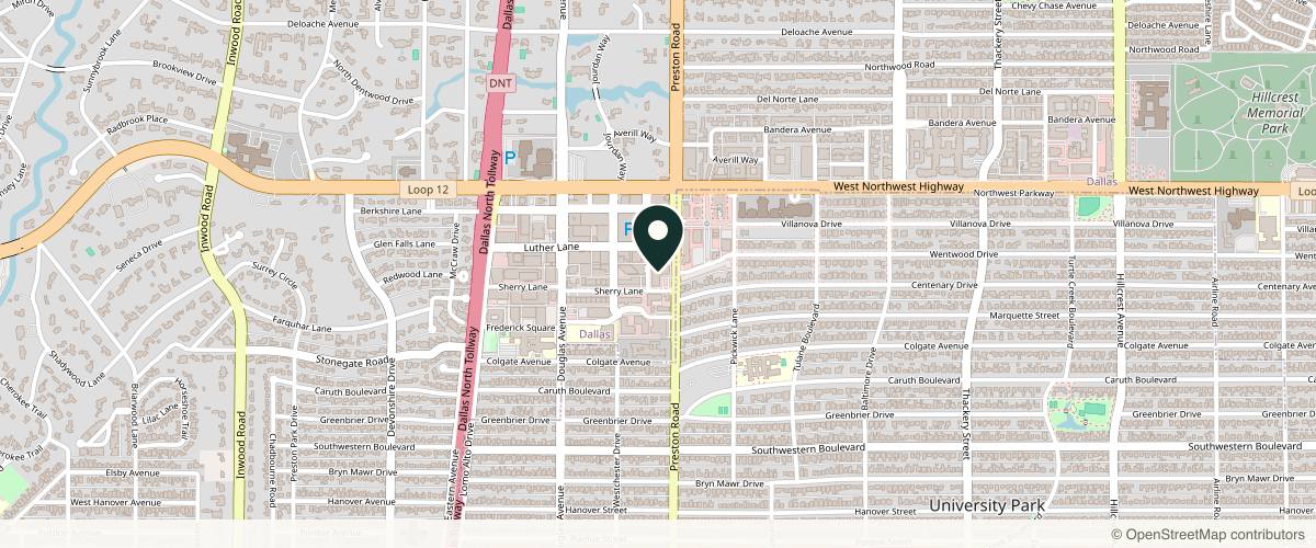 Map showing Dallas Center for Dermatology and Aesthetics in Dallas, Texas