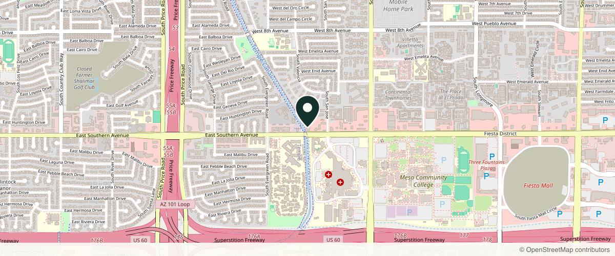 Map showing Daniel Skinner, MD: Board-Certified Dermatologist in Mesa, Arizona