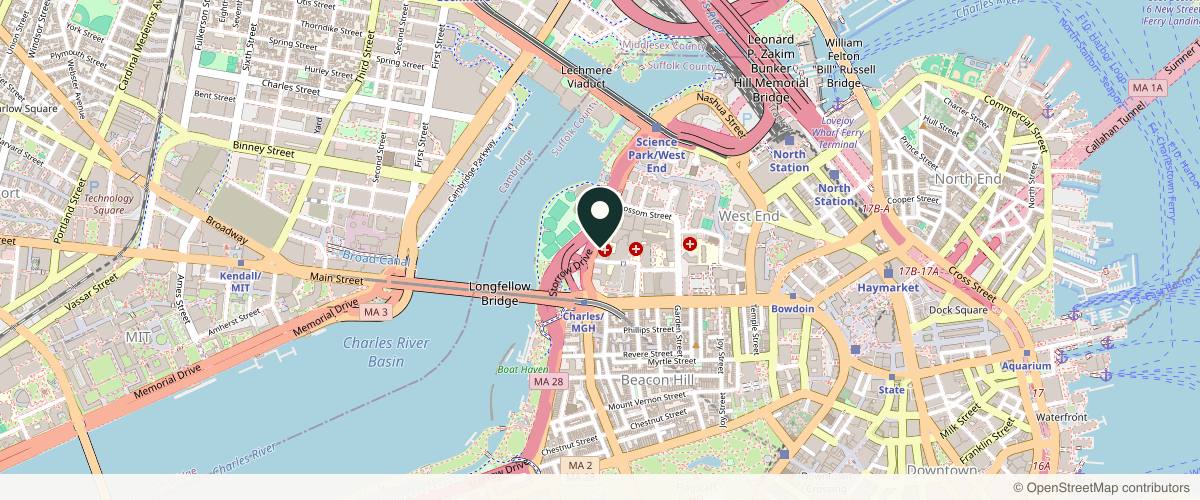 Map showing David A. Shaye, MD, MPH, FACS in Quincy, Massachusetts