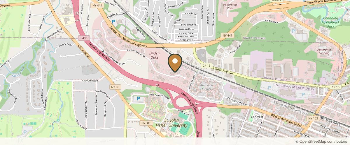 Map showing David H. Refermat, M.D., F.A.C.S. in Rochester, New York