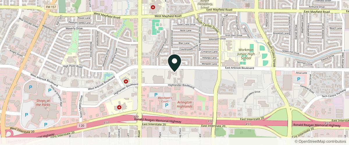 Map showing David Hensley, MD in Arlington, Texas