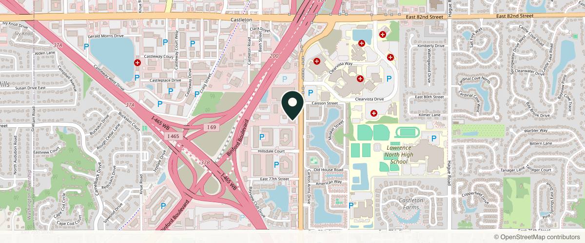 Map showing Dawes Fretzin Dermatology in Indianapolis, Indiana