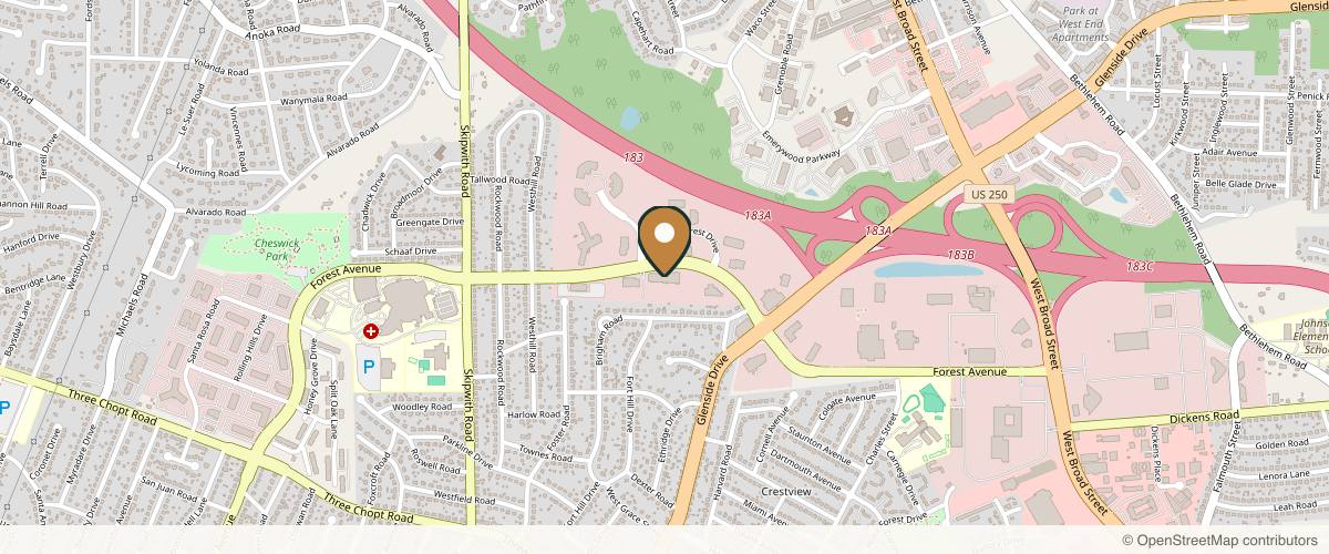 Map showing DeConti Plastic Surgery in Richmond, Virginia
